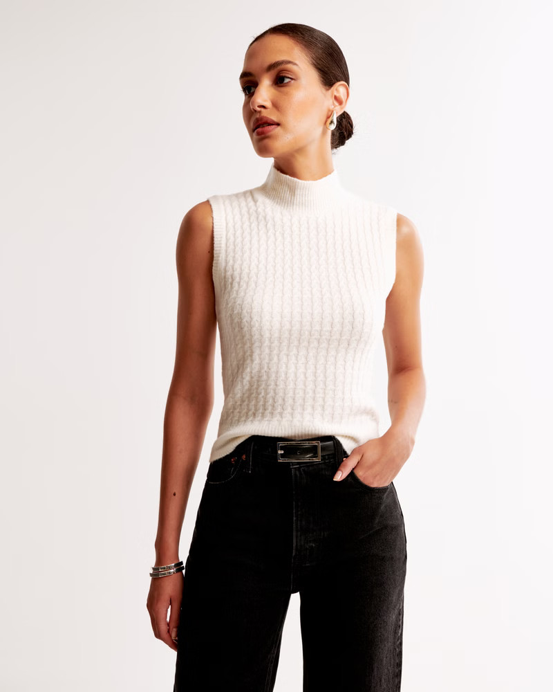Sleeveless Cable Mockneck Top | Abercrombie & Fitch (US)