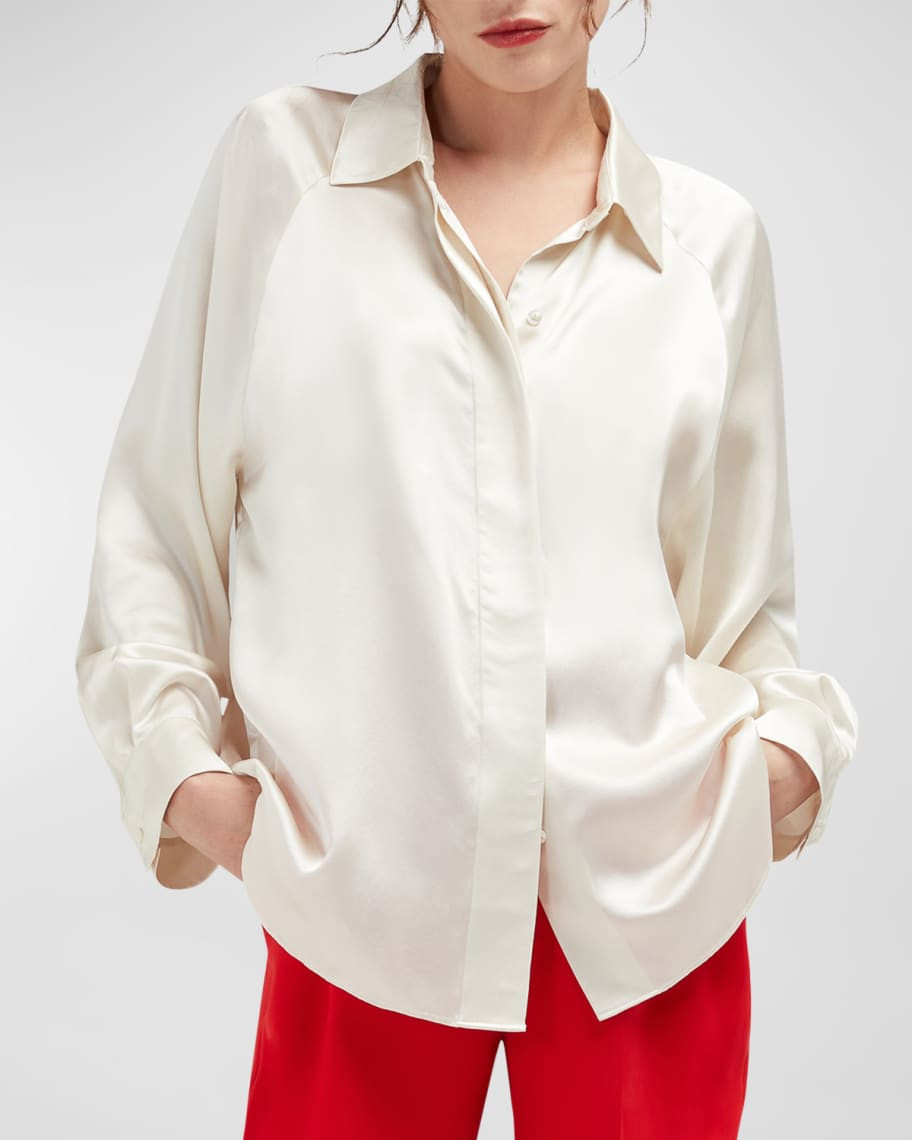 CARESTE Melissa Button-Down Silk Blouse | Neiman Marcus
