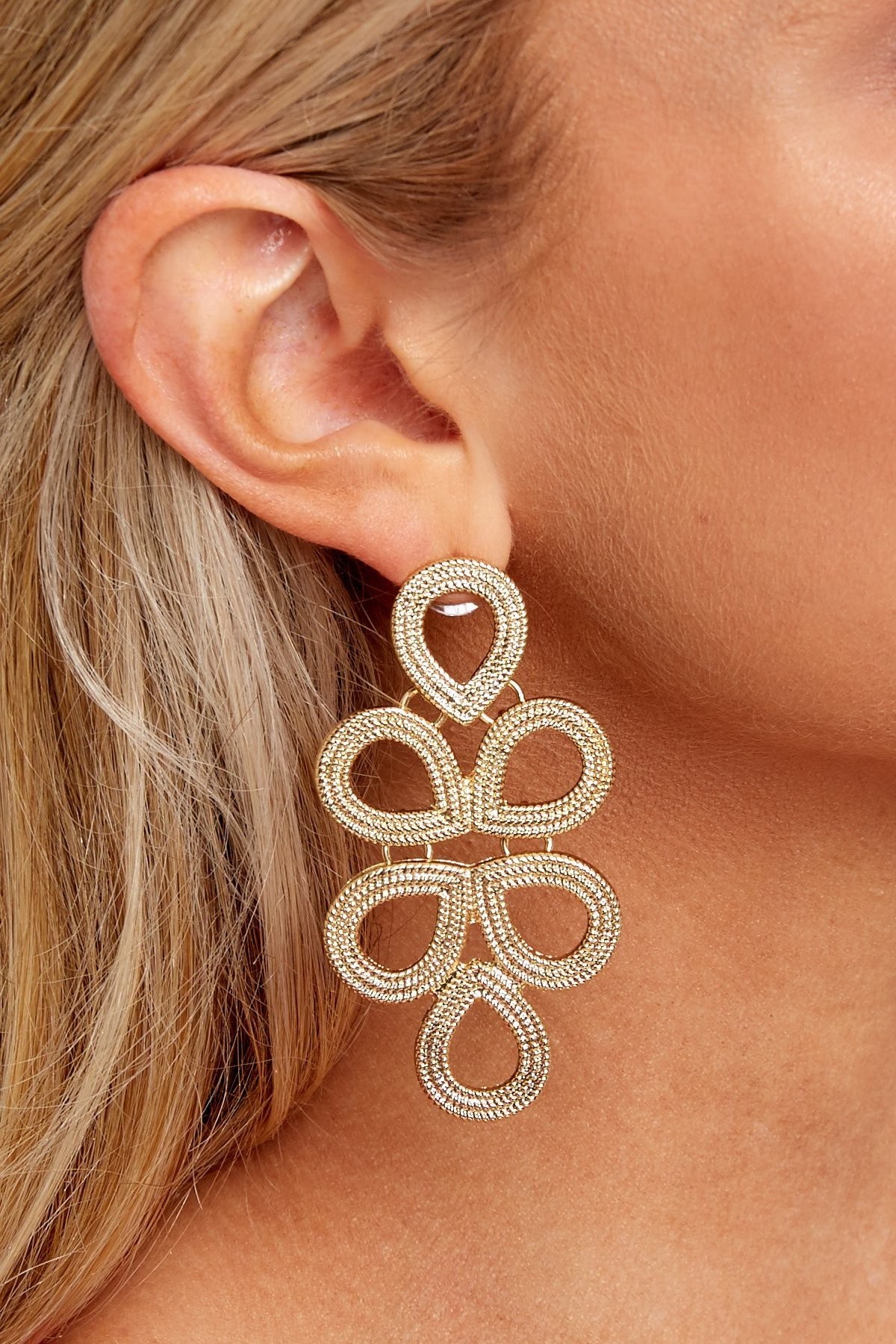 Bring It Over Gold Earrings | Red Dress 