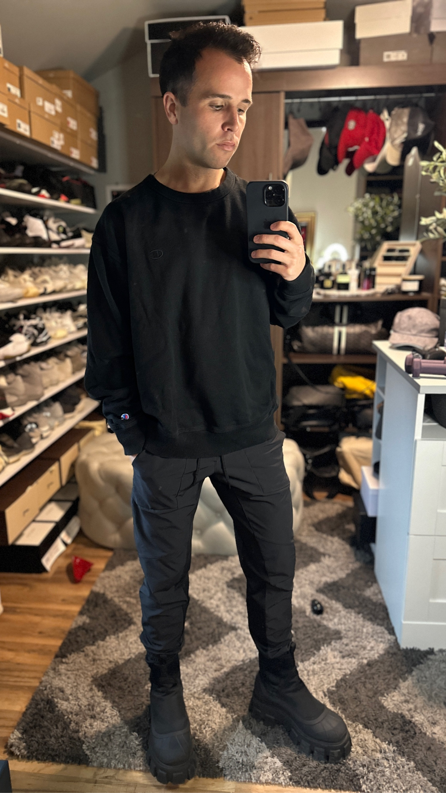 Oversized crew neck on a rainy Saturday is the way to go #athleisure #champion #crewneck #rainy #lulu #lululemon #prada #boots #rainboots #mens #menstyle #mensfashion  

#LTKmens #LTKfit #LTKSeasonal