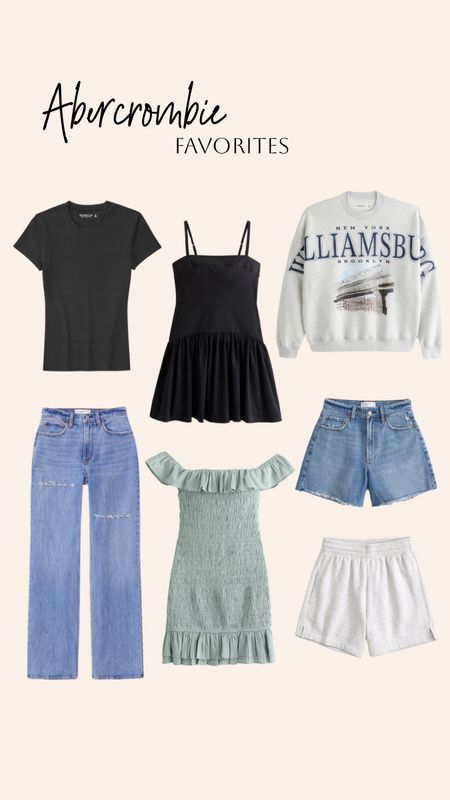 Abercrombie favorites! Staples! Must haves- casual style- outfit inspo- neutral style- curvy jeans- Tuckable tee! Skims inspired- 