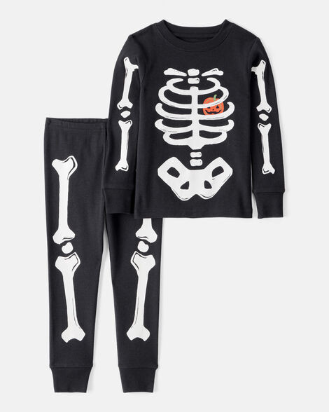 Toddler 2-Piece Glow Halloween Skeleton 100% Snug Fit Cotton Pajamas - Black | Carter's Inc