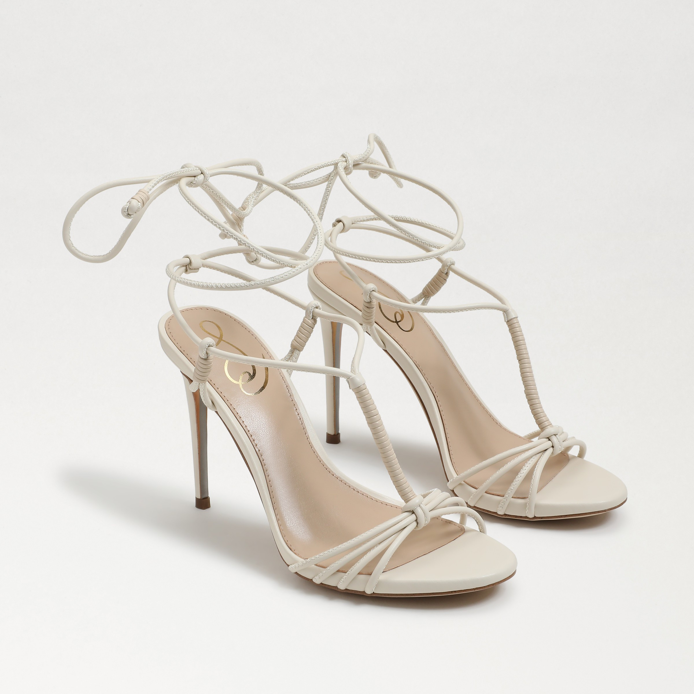 Sam Edelman Safiya Lace Up Stiletto Heel Ivory/Beige Leather 5.5 | Sam Edelman