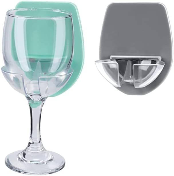 SIGRIPEA 2 Pack Plastic Wine Glass Holder for The Bath Shower Red Wine Glass Holder,Caddy Shower ... | Amazon (US)