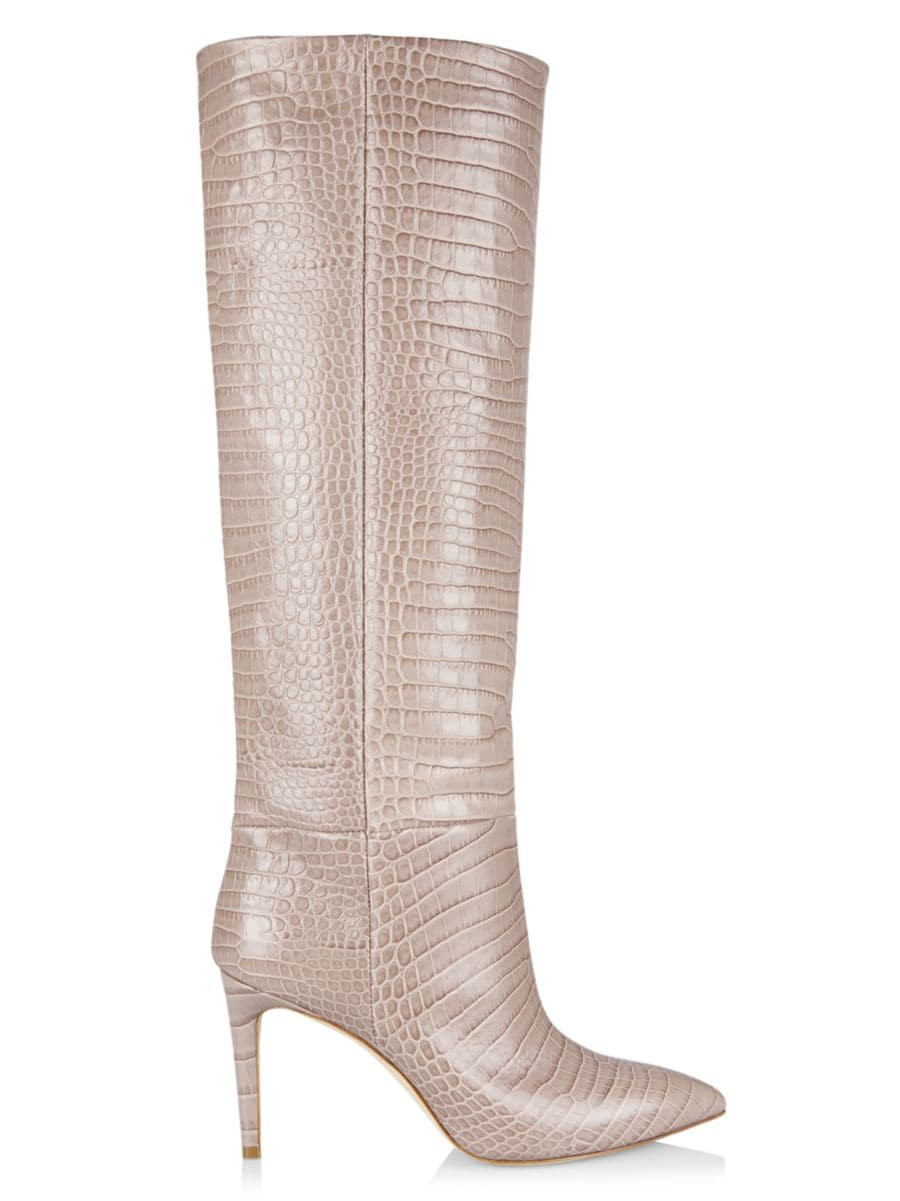 Paris Texas Croc-Embossed Leather Stiletto-Heel Tall Boots | Saks Fifth Avenue