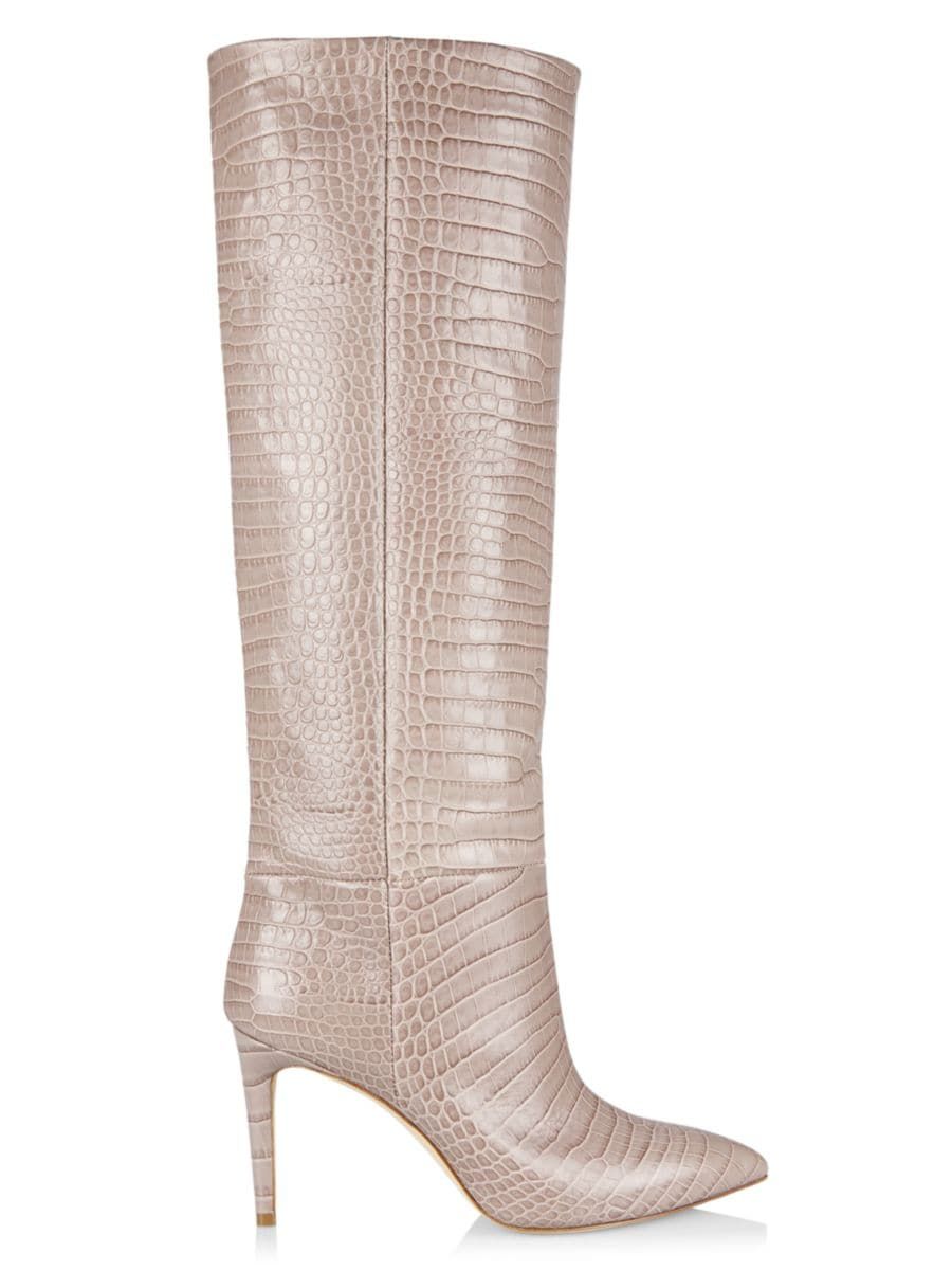 Paris Texas Croc-Embossed Leather Stiletto-Heel Tall Boots | Saks Fifth Avenue