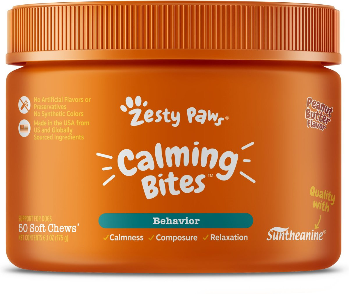 Zesty Paws Hemp Calming Bites Peanut Butter Flavored Soft Chews Composure & Relaxation Supplement... | Chewy.com