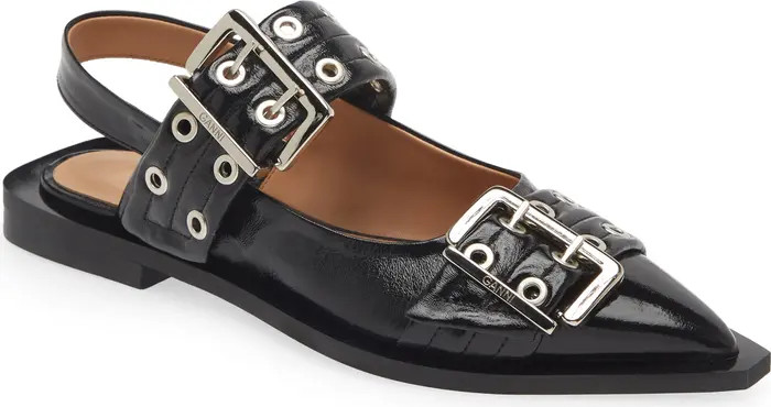 Chunky Buckle Slingback Ballerina Flat (Women) | Nordstrom