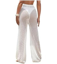 COZYEASE Women's Beach Cover Up Pants Hollow Out Drawstring Elastic High Waist Bathing Suit Cover... | Amazon (US)