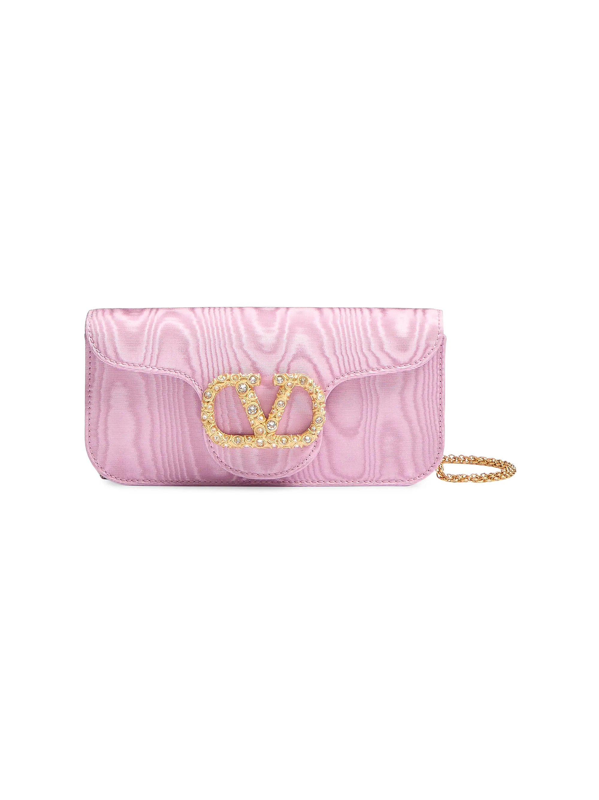 Locò Moiré Fabric Clutch with Jewel Logo | Saks Fifth Avenue