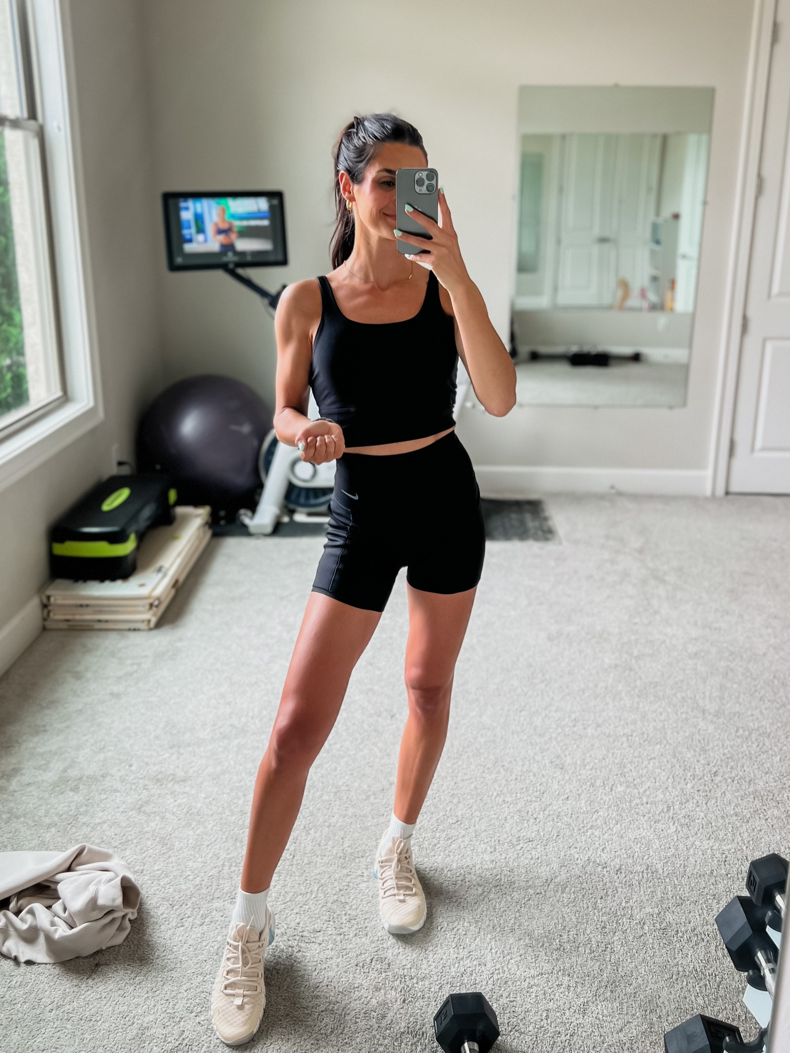 Workouts always feel better when you’re in a cute set 😏 wearing smalls on top and bottom, shoes are TTS! 

@nikewellcollective #teamnike #ad

#LTKActive #LTKfitness #LTKfindsunder100