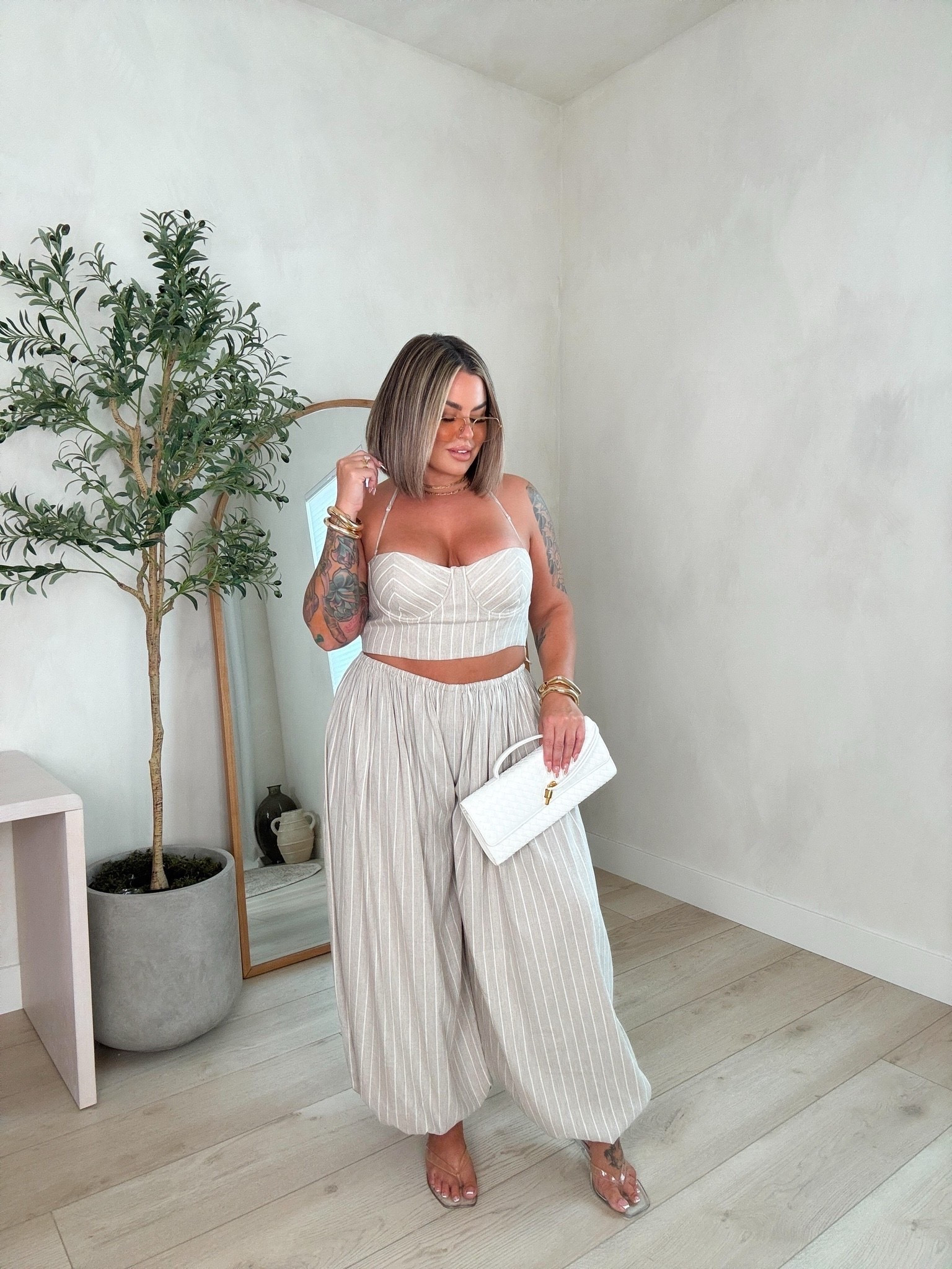 Obsessed with this outfit !!! 

Top xl if you have a large chest size up if not order normal size because it has stretch.

Pants run really big I’m wearing a M and they are still big. 

Heels comes in several colors.  

Use code shayna15 on Miranda Frye to save $

Comment SHOP below to receive a DM with the link to this post on my LTK ⬇ https://liketk.it/6j19B

https://liketk.it/6j19B
