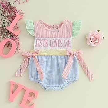 Newborn Baby Girl Easter Outfit Smocked Baby Girl Clothes Embroidered Ruffle Sleeveless Infant Ro... | Amazon (US)