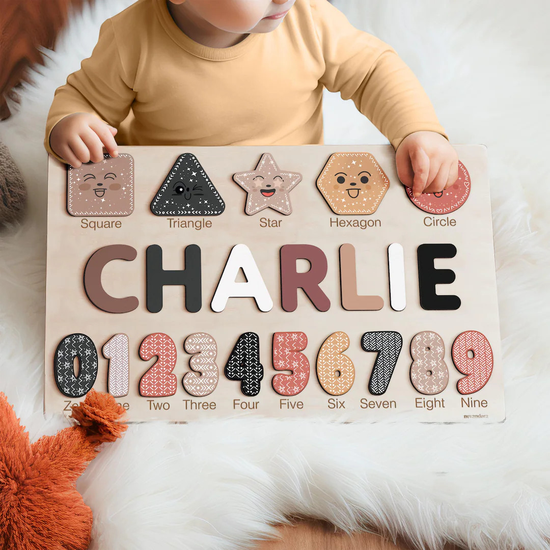 Personalized Handmade Baby Name Puzzle, Baby Girl Gift, Baby Boy Gift, Personalized Wooden Toys f... | Etsy (US)