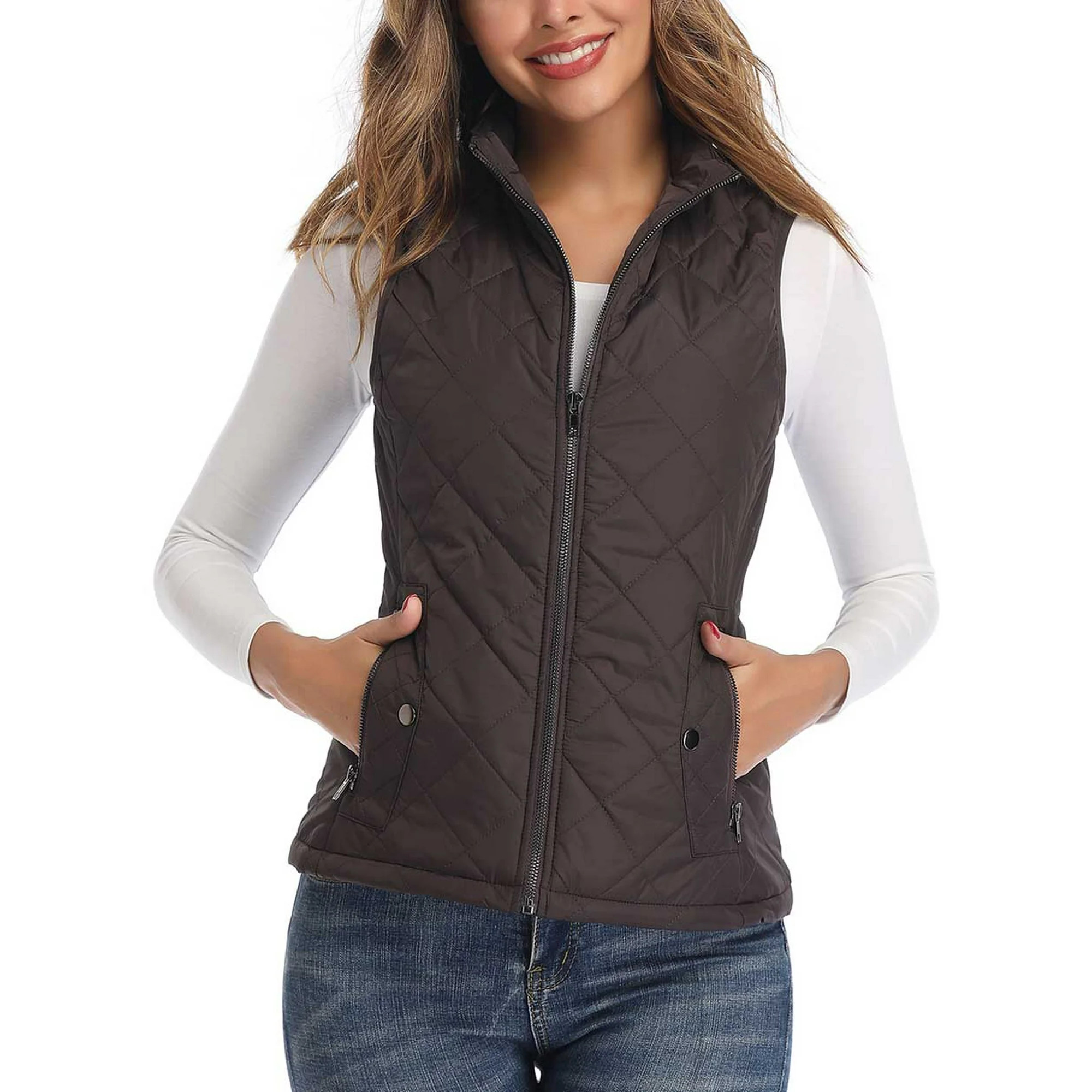 Women's Vests Zip up Quilted Padded Lightweight Vest for Women | Walmart (US)