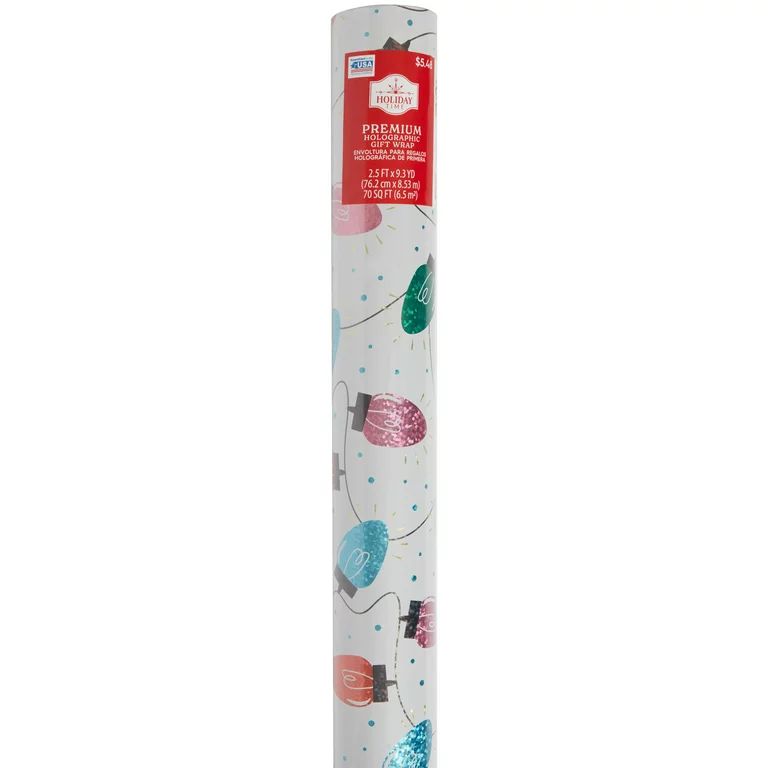 Holiday Time Holographic Lights Gift Wrap, 30" x 70 sq. ft | Walmart (US)