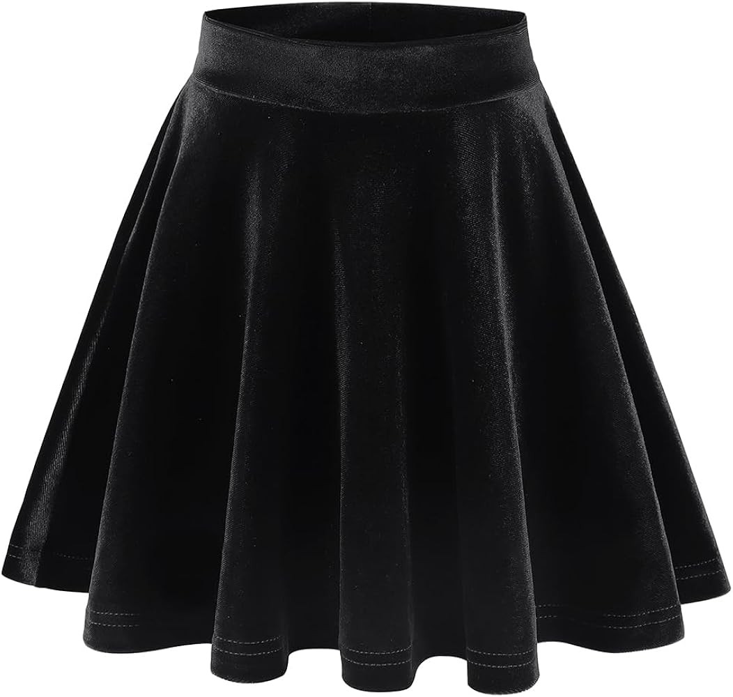 Noomelfish Girls Velvet Stretch Mini Flared Pleated Skater Skirt (4-12 Years) | Amazon (US)