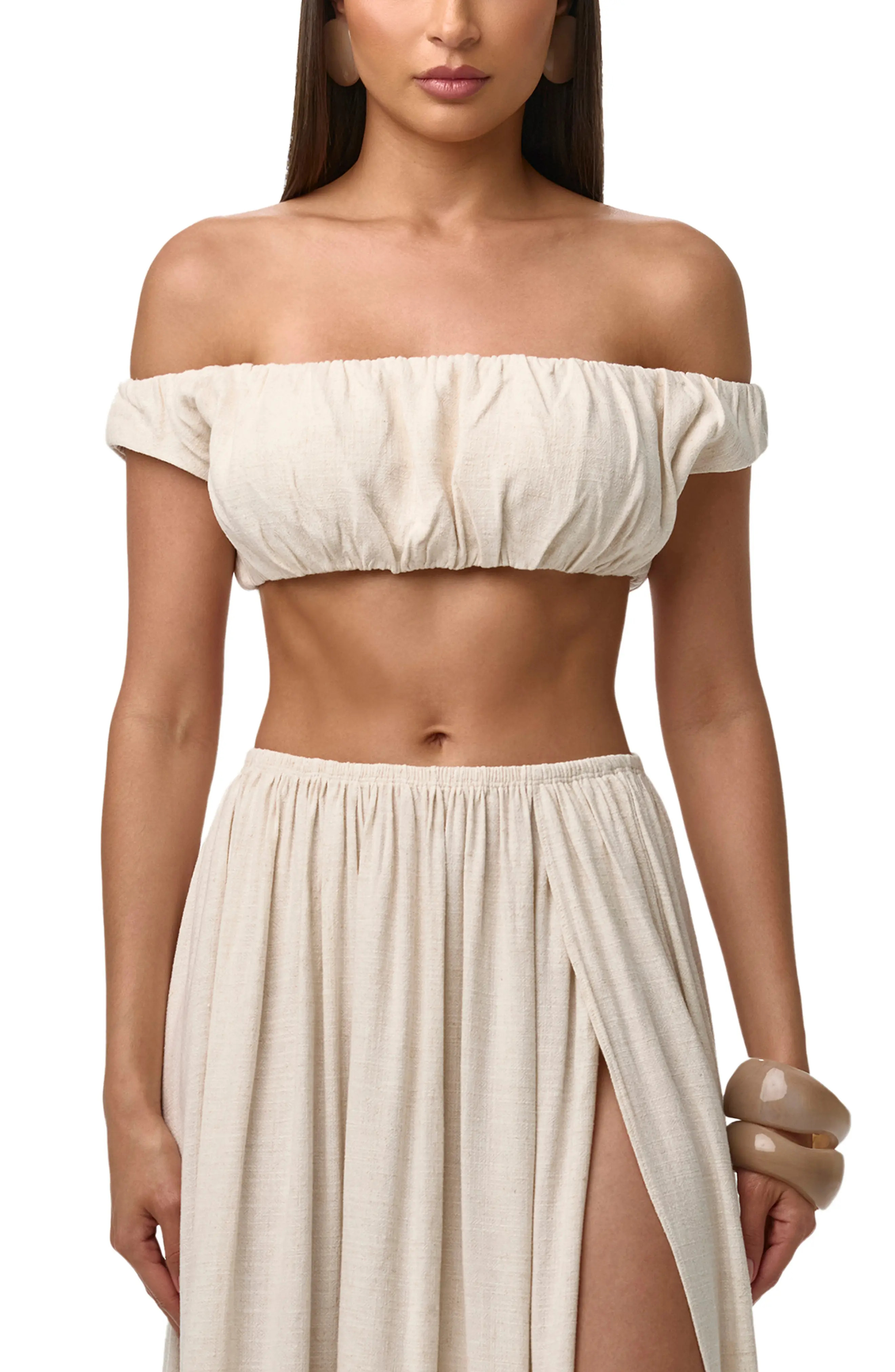 Shirred Off the Shoulder Crop Top (Women) | Nordstrom | Nordstrom