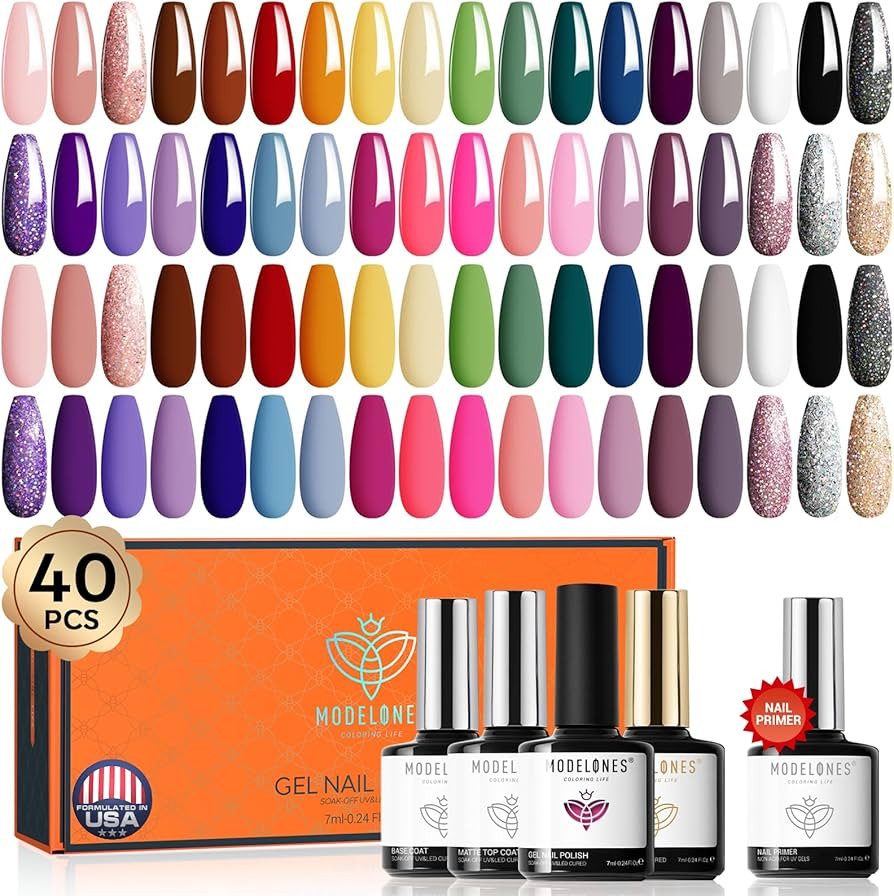 Modelones 40 PCS Gel Nail Polish Set, 36 Colors Gel Polish All Seasons Collection Soak off DIY Sa... | Amazon (US)