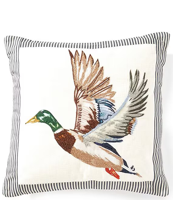 Southern Living Embroidered Mallard Print Square Pillow | Dillard's | Dillard's