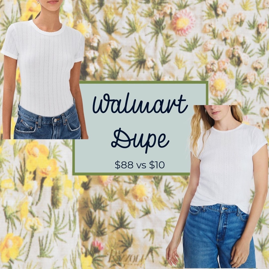 Walmart Leset dupe!
Comes in 6 colors. Size up at least one size. 

#walmartdupes #walmartdupe #dupes #dupe #lesetdupe #lesetdupes #walmart #walmartfinds #pointelletees #pointelle #ltkunder15