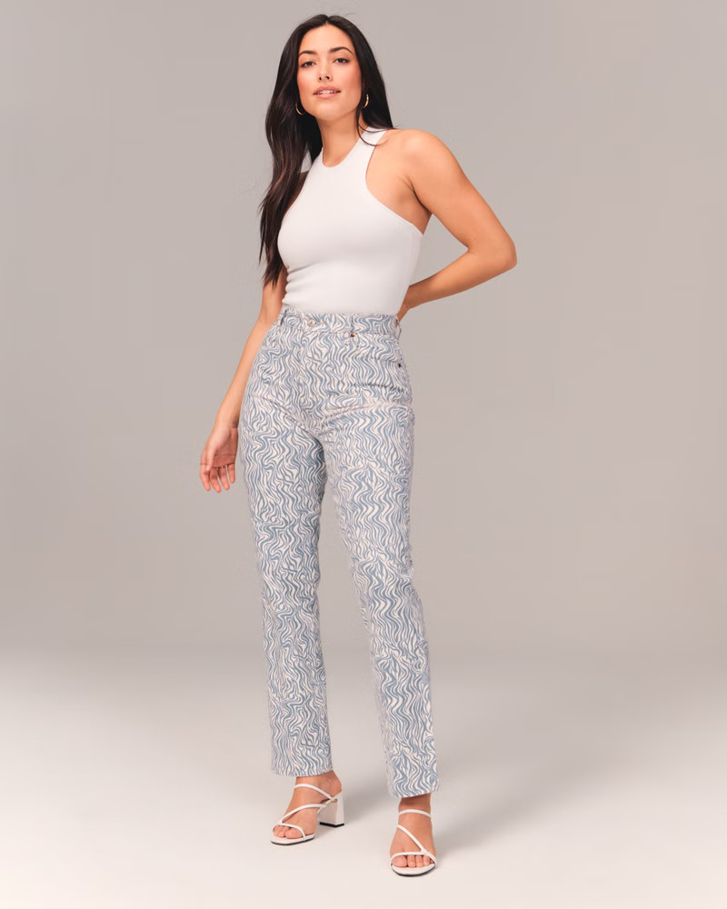 Women's Curve Love Printed Ultra High Rise 90s Straight Jeans | Women's Bottoms | Abercrombie.com | Abercrombie & Fitch (US)