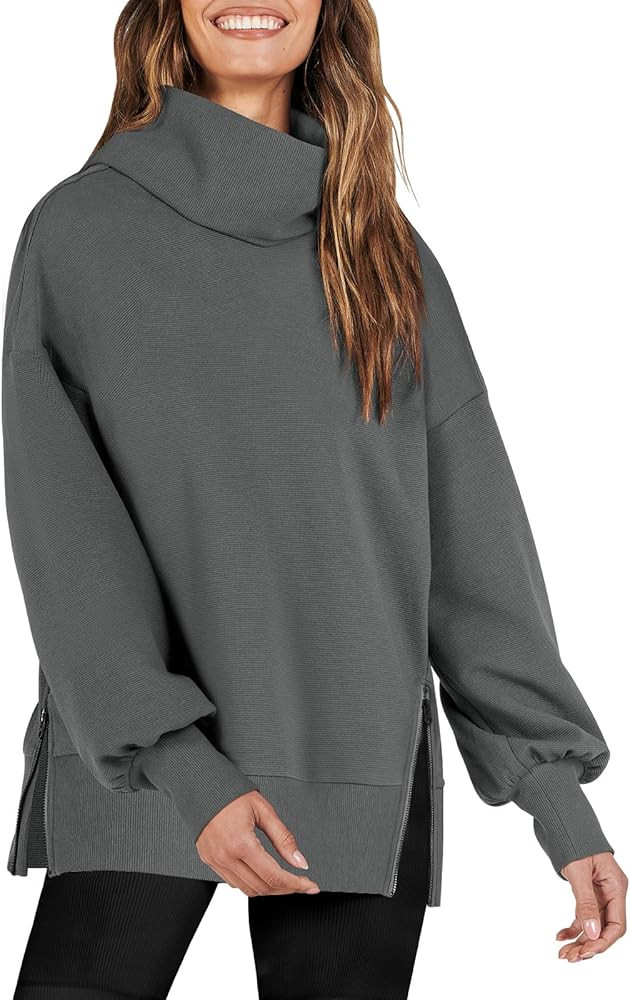 Caracilia Womens Oversized Sweatshirt Turtleneck Long Sleeve Knit Sweater Pullover Top 2023 Fall ... | Amazon (US)