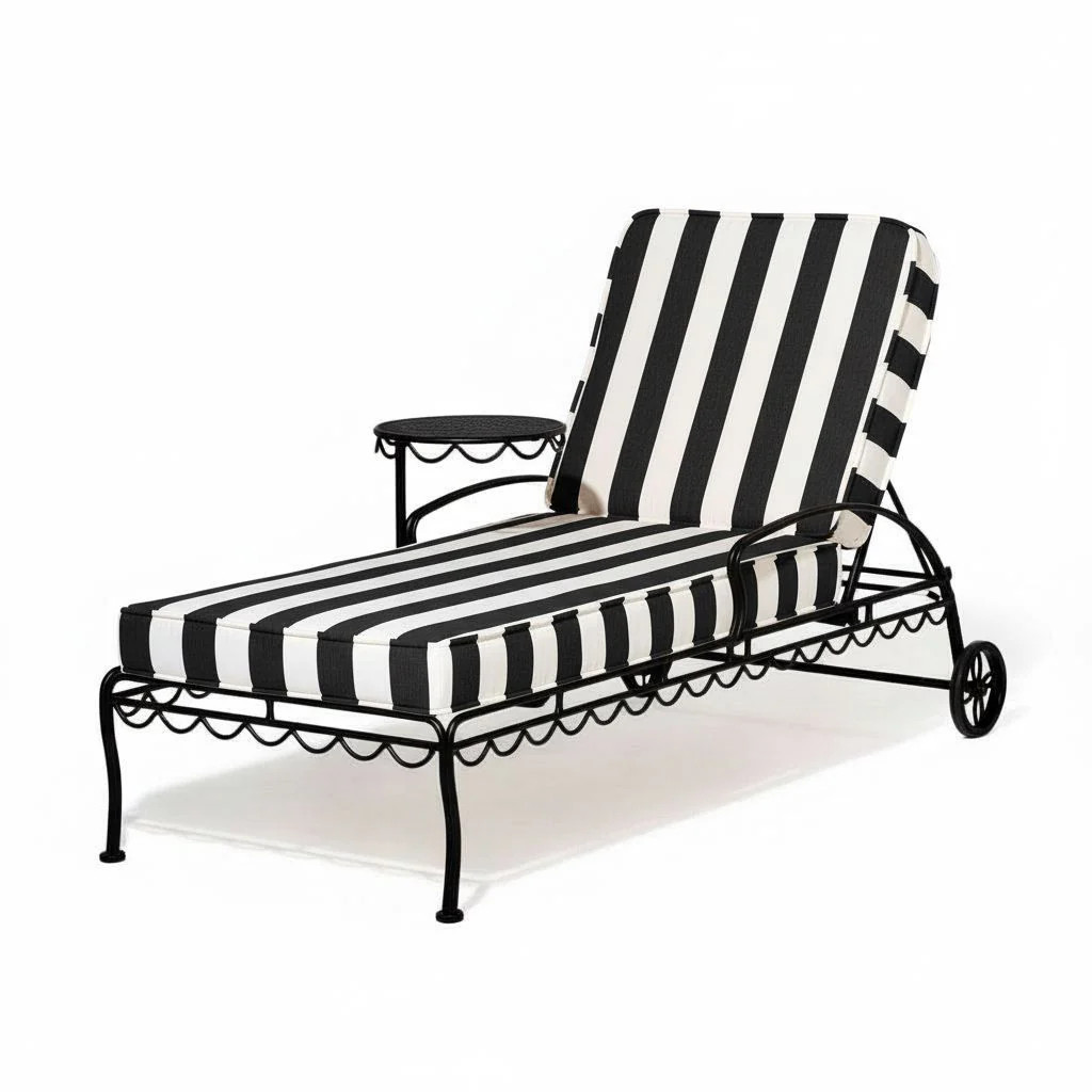 The Al Fresco Sun Lounger in Monaco Black Stripe on Black Frame | Business & Pleasure Co.