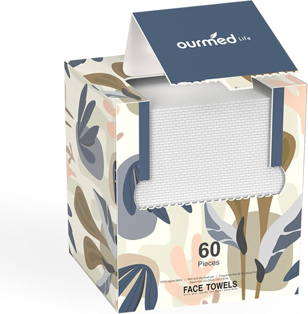 Ourmed Life Disposable Face Towel | Lint-Free Biodegradable Clean Towels | Dry Makeup Remover Wip... | Amazon (US)