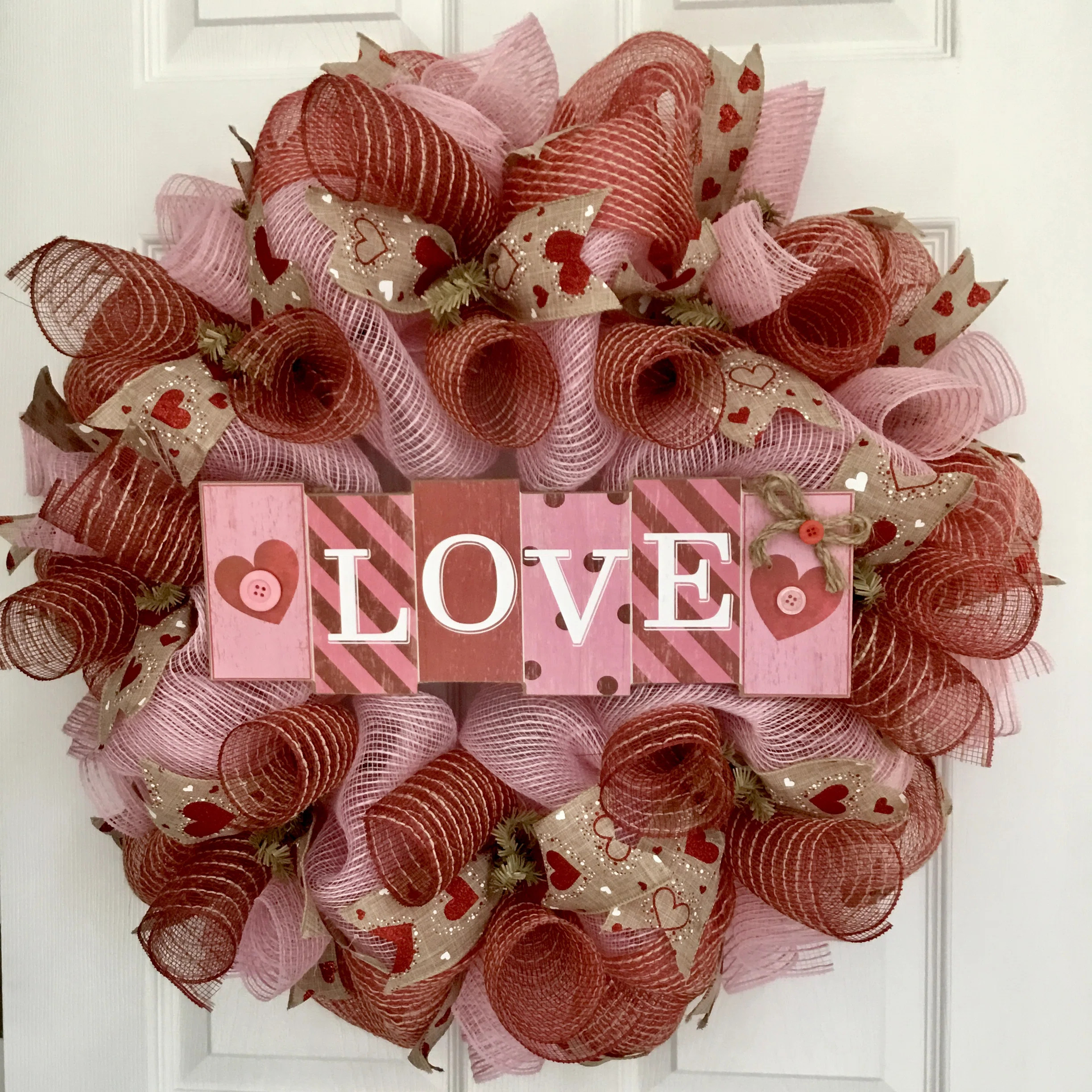 Valentine's Day Wreath with Love in Block Letters | Wayfair North America
