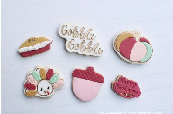 Set Of 6 OR Dozen Thanksgiving Cookies, Dozen Fall Cookies, Sugar Cookies Topped With Homemade Ma... | Etsy (US)