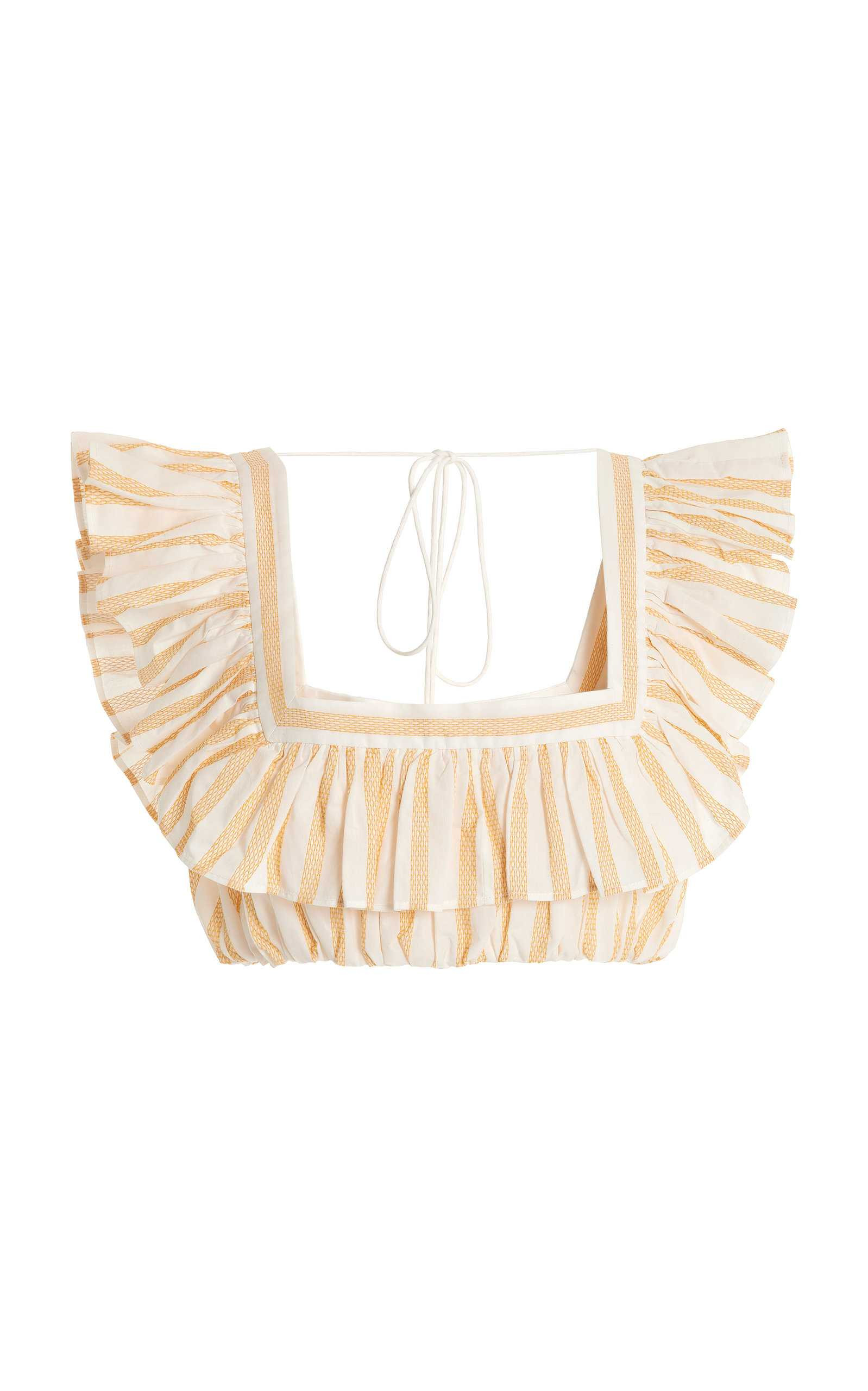 Maxwell Ruffled Striped Cotton Crop Top | Moda Operandi (Global)