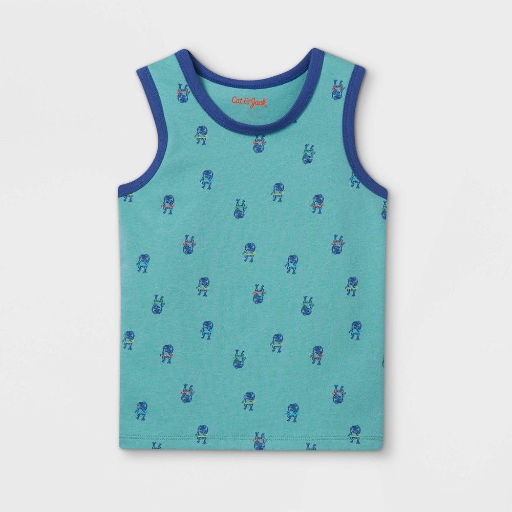 Toddler Boys' Dino Print Knit Tank Top - Cat & Jack Sea Green 18M | Target