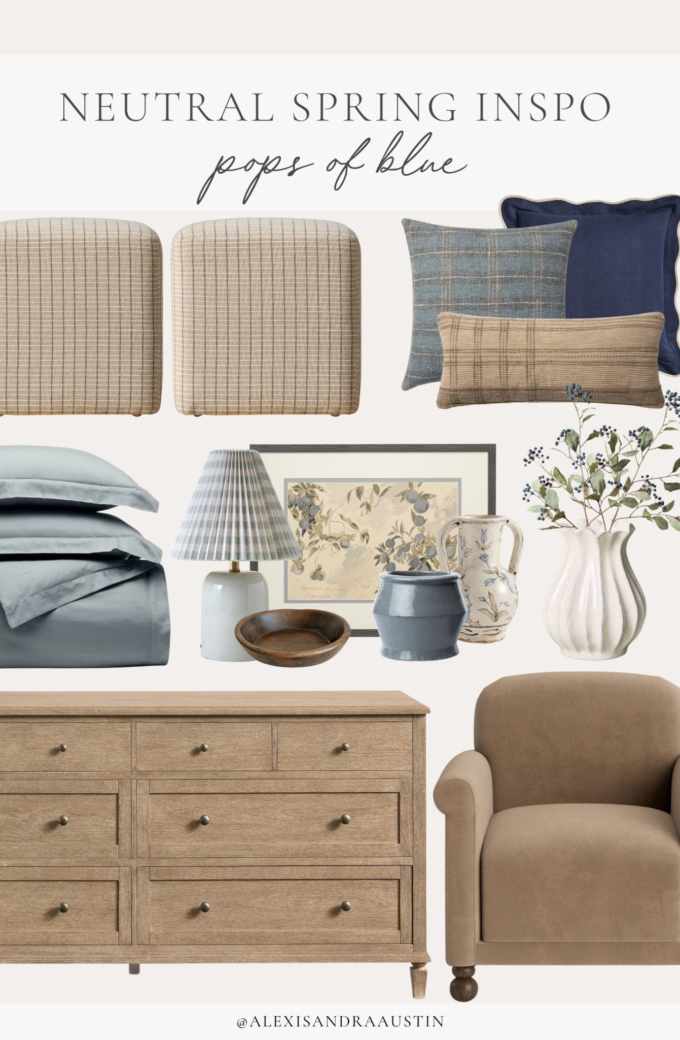 Rounding up all of my spring style favorites with hint of blue for a seasonal look. Loving these furniture staples combined with classic styles.

Home finds, neutral home inspo, spring refresh, neutral wood tones, furniture favorites, dresser details, accent chair, ottoman favorites, cozy throw pillow, pops of blue, season stems, cozy duvet cover, table lamp, collected decor, Magnolia, Pottery Barn style, Etsy, Quikce, Joon Loloi, Wayfair, shop the look!

#LTKHome #LTKSeasonal
