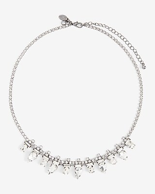 Rhinestone Teardrop Chain Necklace | Express