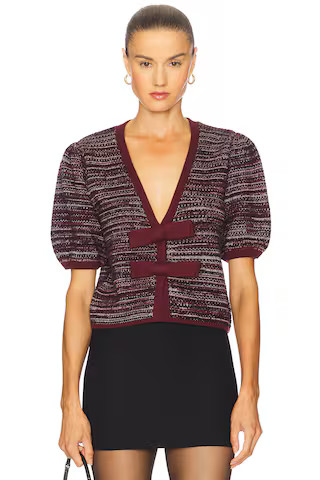 525 Elaine Marled Bow Cardigan in Oxblood Multi from Revolve.com | Revolve Clothing (Global)