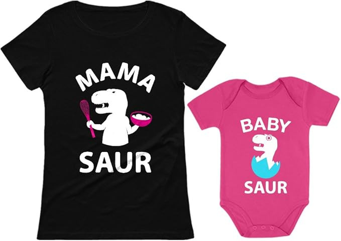 Mommy and Me Outfits Mama Baby Saur Mom and Daughter Son Matching Shirts Set | Amazon (US)