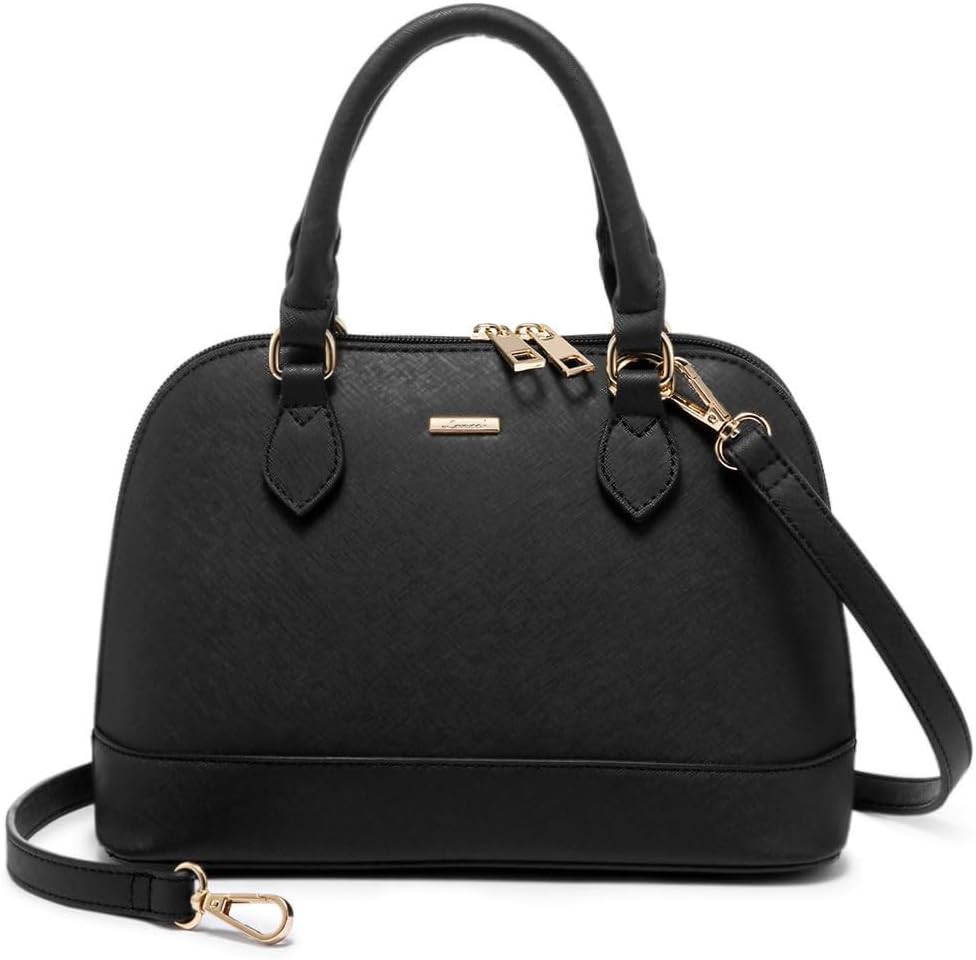 Small Crossbody Bags for Women Classic Double Zip Top Handle Dome Satchel Bag Shoulder Purse | Amazon (US)