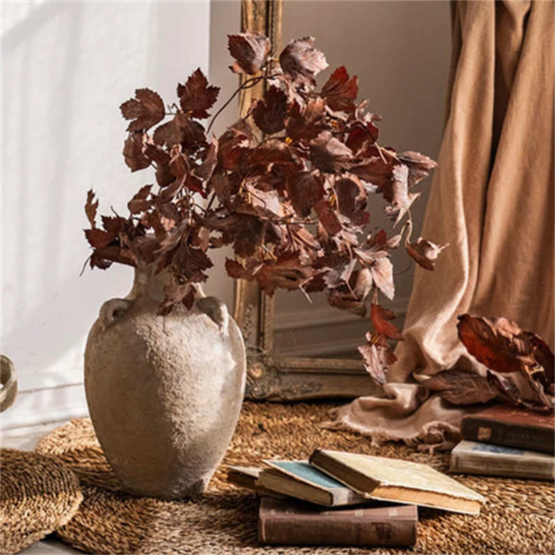 Artificial Dried Oak Leaves, Autumn Plants, Silk Flowers, Ancient Zen Floral Decorations and Orna... | Etsy (US)