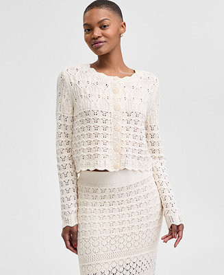 And Now This Women's Patchwork Button-Down Crochet-Knit Cardigan Sweater, Exclusively at Macy's -... | Macy's