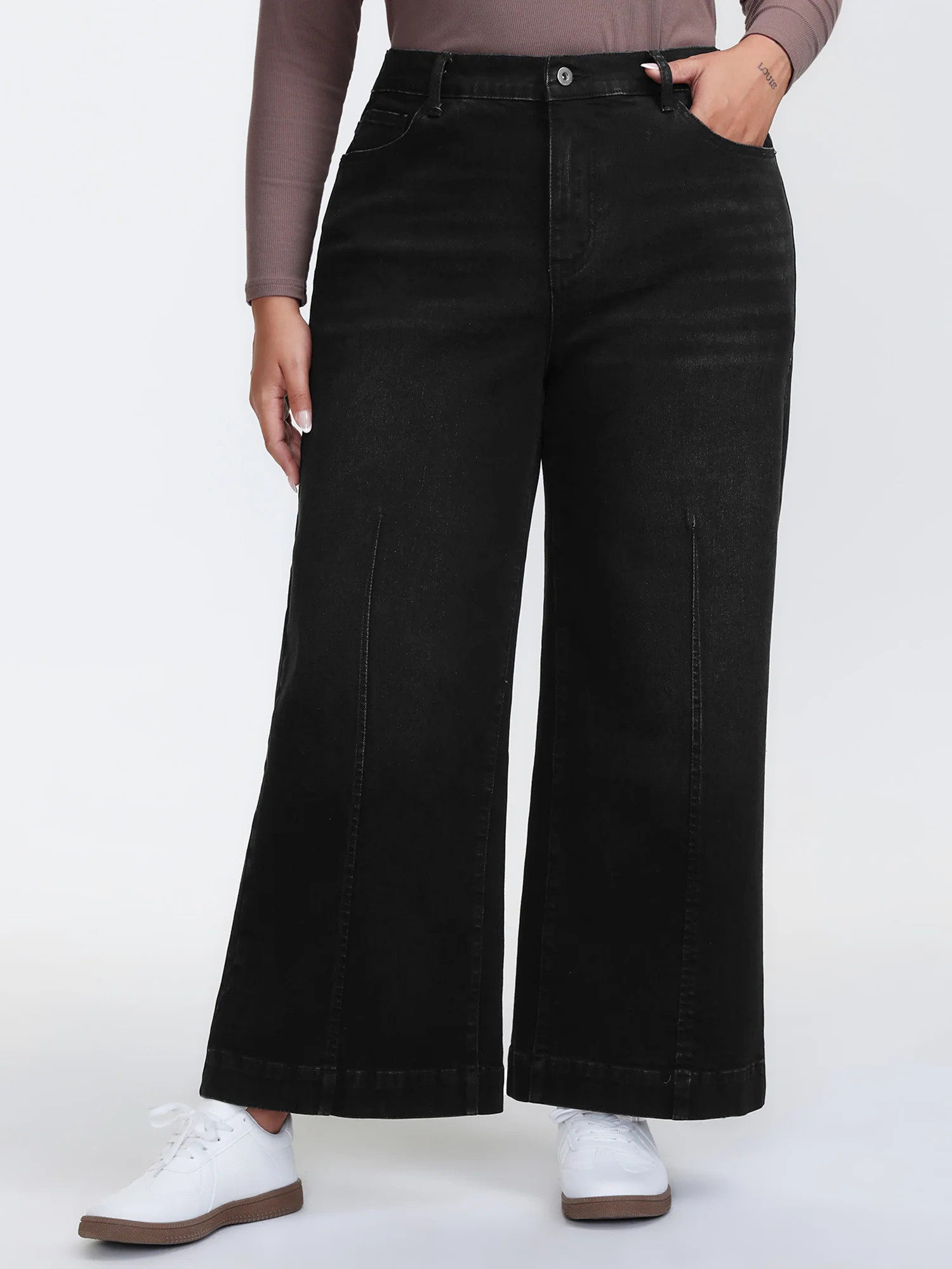 Stretchy Wide-Leg Mid-Rise Jeans | Bloomchic