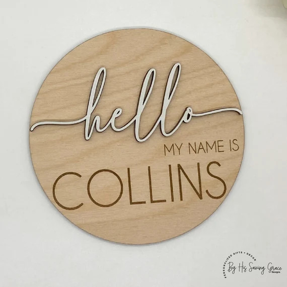 Hello My Name is  Baby Name Announcement Sign  Wood Sign for | Etsy | Etsy (US)