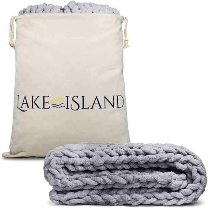 Lake Island Chunky Knit Throw Blanket - NO Shedding 50x60 Inch - Luxury Chenille Chunky Blanket A... | Amazon (US)