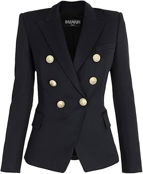 Amazon.com: Balmain, Double-Breasted Wool Jacket, 40 (8), Black : Amazon Luxury | Amazon (US)