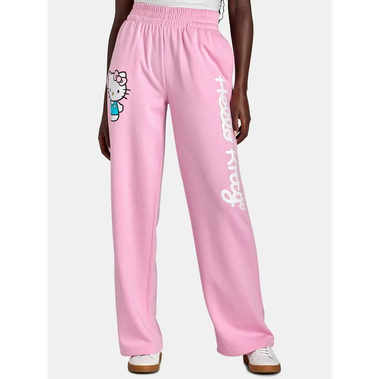 Hello Kitty Women’s 50th Anniversary Graphic Wide Leg Sweatpants, Sizes XXS-XXL | Walmart (US)