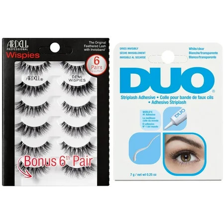 Ardell False Eyelashes Demi Wispies Black, 1 Pack (6 Pairs per pack) and Duo False Eyelash Adhesive, Clear, 0.25 Ounce 1 Pack | Walmart (US)