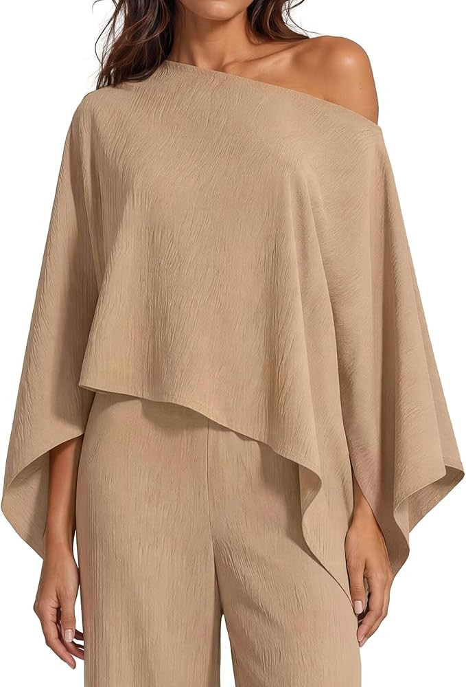 Sunzel Multiway Off Shoulder Top for Women Asymmetrical Poncho Shawl V Boat Neck Wrap Festival Bo... | Amazon (US)