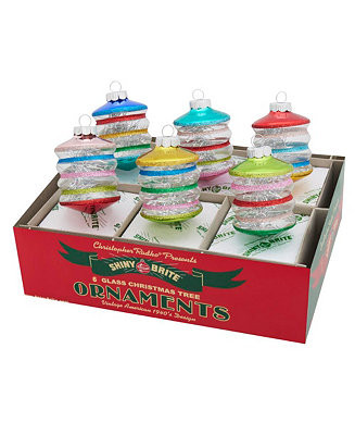 Christopher Radko Shiny Brite Glass Ornaments, Set of 6 - Macy's | Macy's