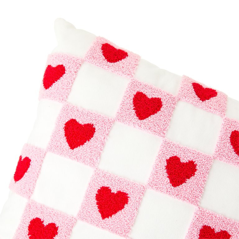 Valentine's Day Red, White & Pink Checkered Heart Decorative Throw Pillow, 17", by Way To Celebra... | Walmart (US)