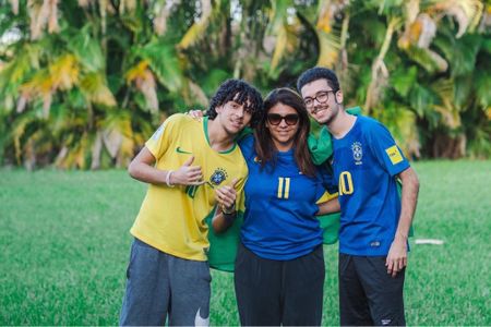 Soccer fans have to have the jerseys for the World Cup . Brazilian team shirts.  My teen sons and I pose for a photo wearing our jerseys 

#LTKstyletip #LTKfamily #LTKmens
